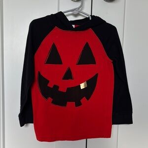 Orange and Black Halloween Pumpkin Hooded Long Sleeve T-Shirt